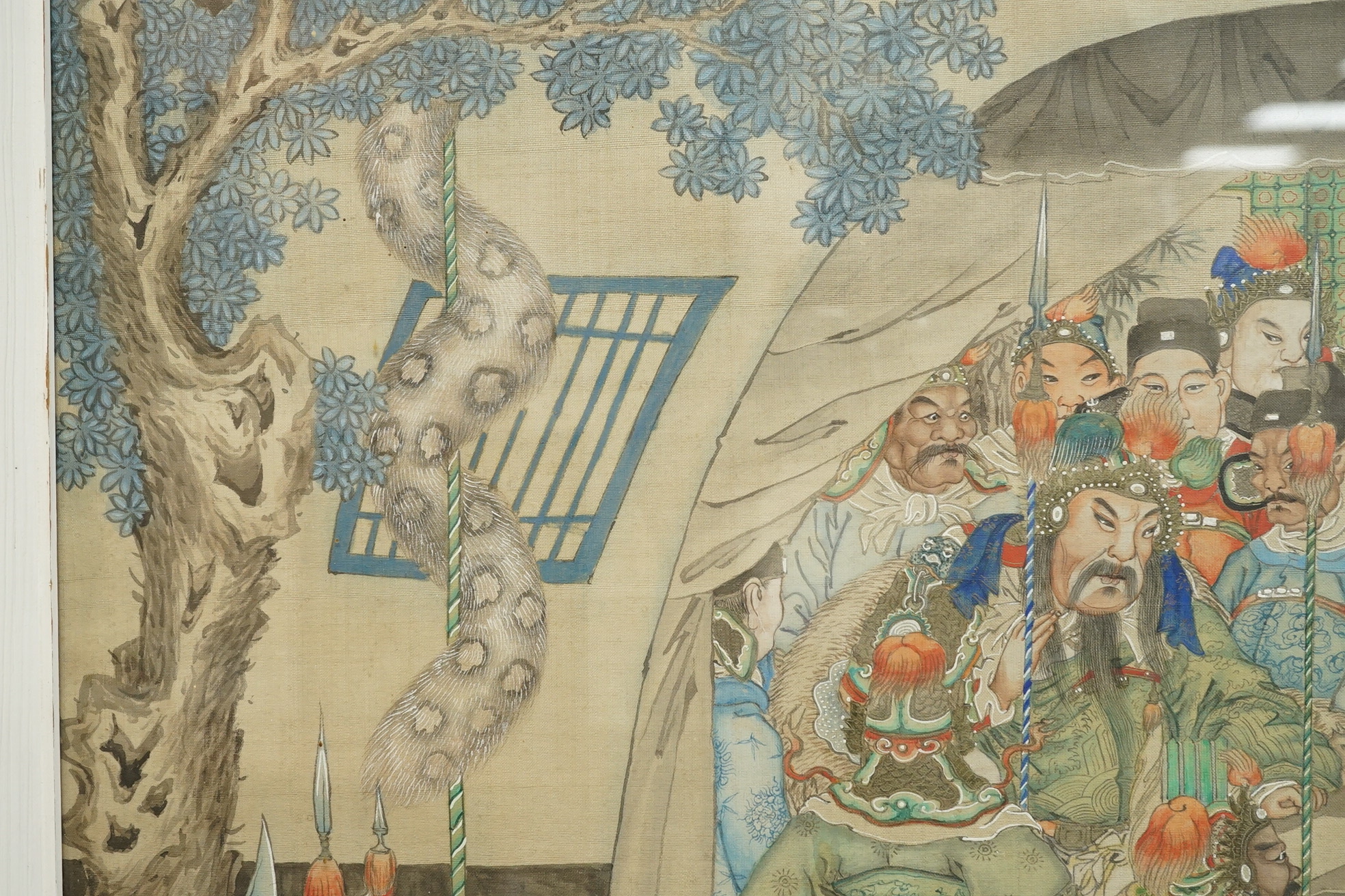 Chinese School , (late 19th century), Princes from the dominions paying homage to the Emperor, ink and watercolour on silk, calligraphic inscription, 79.5cm x 79.5cm